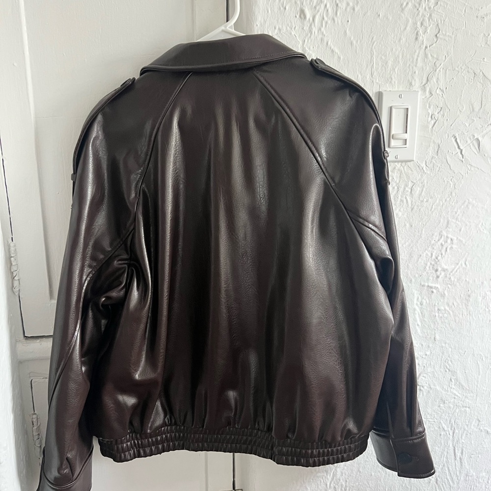 Zara Dark Brown Leather Jacket - Picture 3 of 4